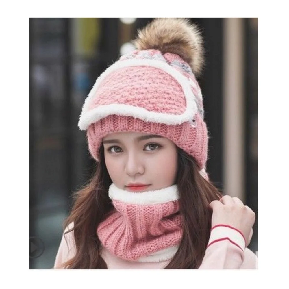 KNIT BEANIE HAT MASK NECK WARMER SCARF